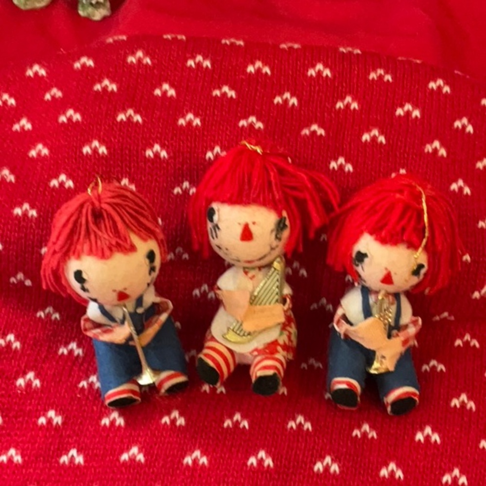 VINTAGE RAGGEDY ANN AND ANDY ORNAMENTS (SMALL)